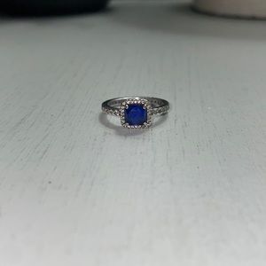 Pandora Blue Square Sparkle Halo Ring